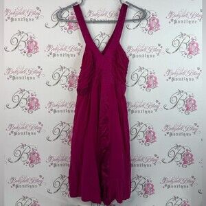 Jacob dress 100% silk pink purple Fuchsia cinched style Dress Vneck strappy